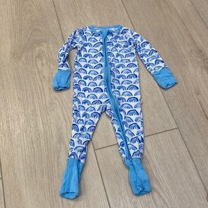 Little sleepies size 0-3 month, long sleeve zippy, blue rainbow